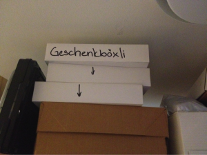 Die "Geschenkböxli" für die "Geschenkli"